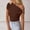 Brown, variant on Women's Summer Top Off Shoulder Top for Women Short Sleeve Tshirt Y2K Going Out Shirts Solid Color Tunic Top Crop Top Navy L