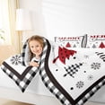 thumbnail image 4 of Homewish Fashion Xmas Tree Queen Comforter Set for Boy, Black White Buffalo Bedding Sets, Cartoon Christmas Theme Bedding Comforter Set, Super Cozy Room Decor, 3pcs, 4 of 8
