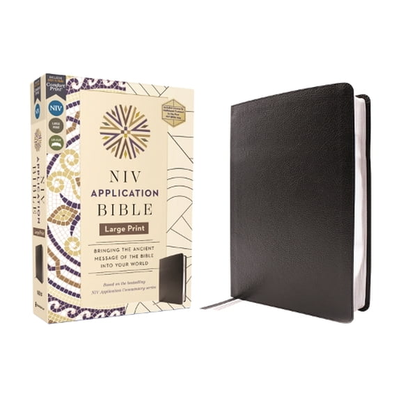 Pre-Owned NIV Application Bible, Large Print, European Bonded Leather, Black, Red Letter, Comfort Print: Bringing the Ancient Message of the Bible Into Your World (NIV Application Paperback