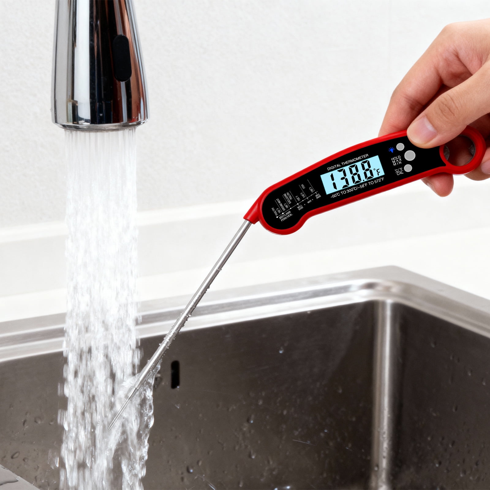 AGCAN Digital Meat Thermometer, 2 Pack Instant Read Food Thermometers, Waterproof Cooking Thermometer with Backlight for BBQ Grilling Cooking Liquids Beef