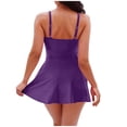 thumbnail image 4 of Pincandy Women V Neck Solid One Piece Swimsuit Wireless Padded Backless Tummy Control Bathing Suit for Summer Beach Pool Relaxation, 4 of 5