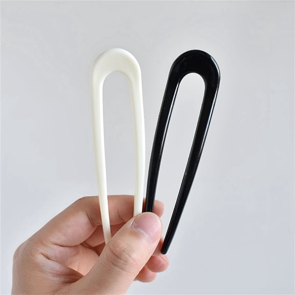 TUWAFE French U Shaped Cellulose Hair Fork Sticks for Thick Fine Hair
