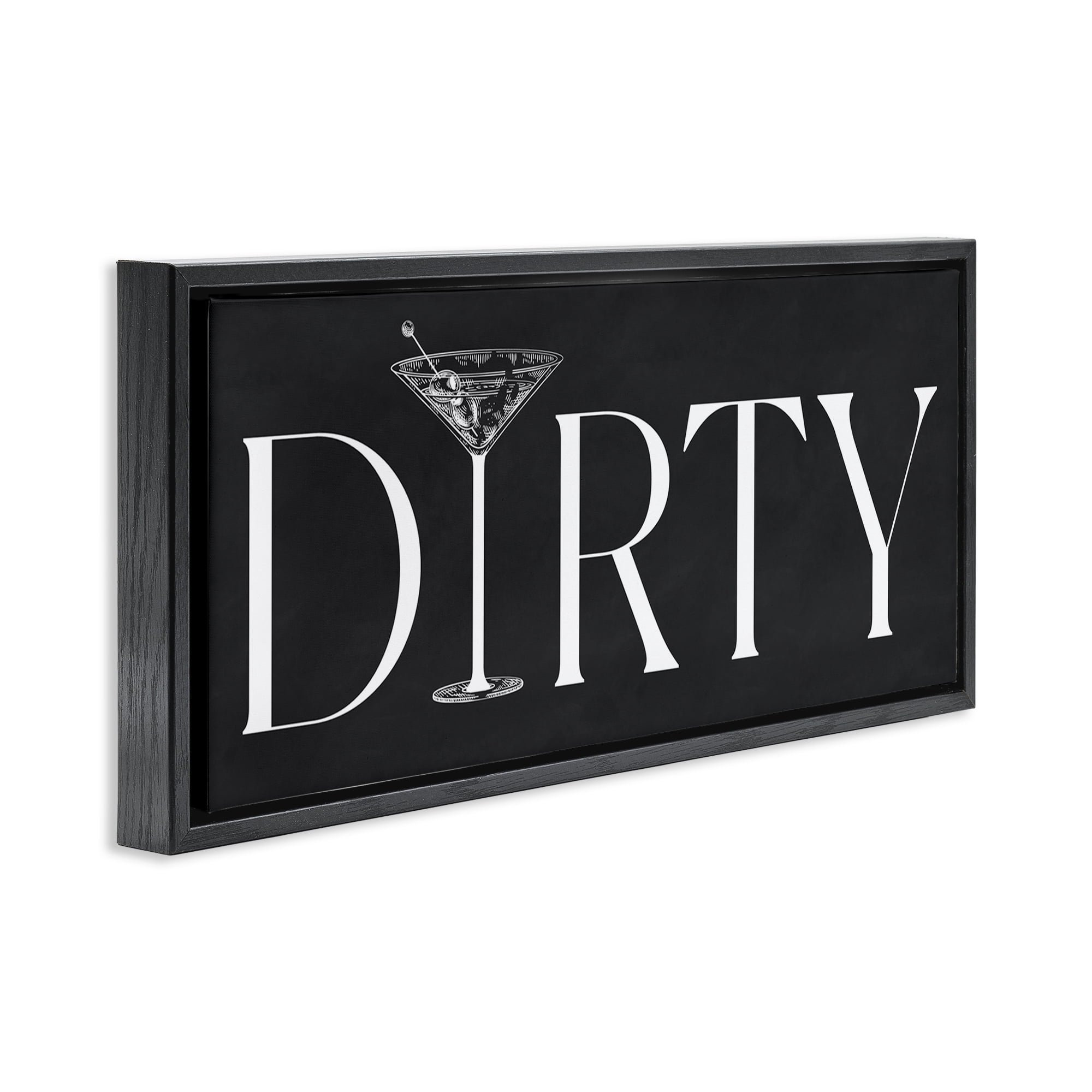 Stupell Industries Dirty Martini with Chalkboard Lettering Black Framed Floater Canvas Wall Art, design by Lettered and Lined