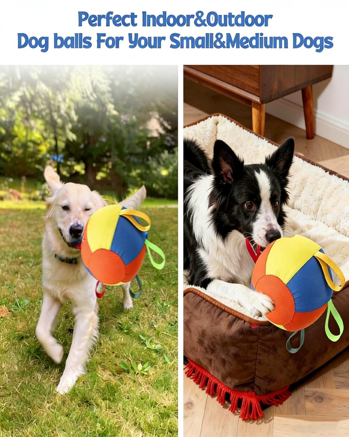 Calming Jumbo Ball for Dogs and Horses, Durable Tear-Resistant Inflatable Herding Toy, with Heavy-Duty Handle Cover and Pump, 10/18/22 Inch