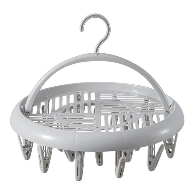 Percha circular de plástico con pinzas para un secado eficiente al aire Secador de calcetines y ropa interior de color gris