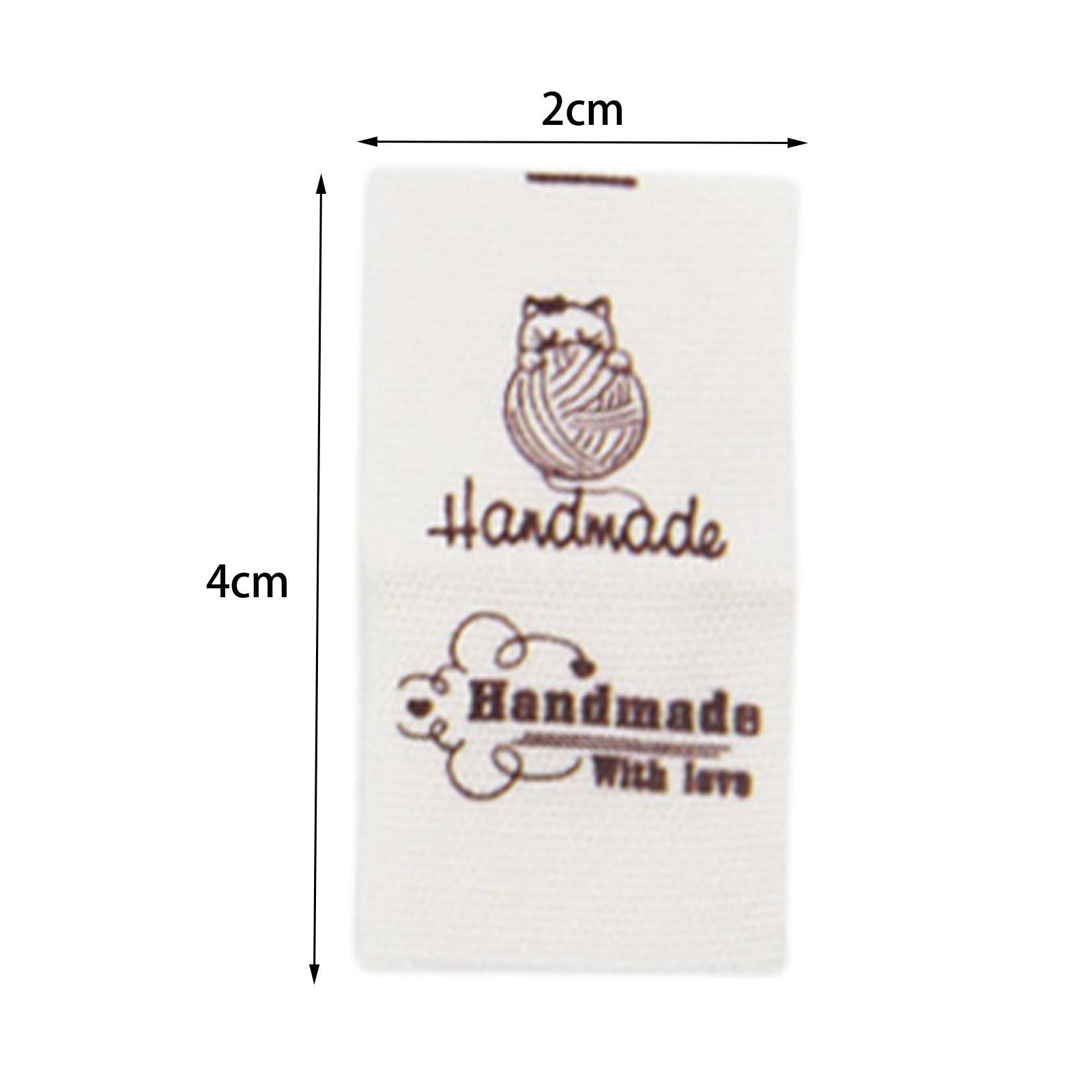 100 Pieces Sewing Labels Clothing Handmade Tags Cute Cartoon Patterns DIY Handmade  Labels Embroidered Label Tags for Purse Knitting Supplies Cat with Love 