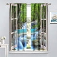 thumbnail image 4 of Landscape Curtains,Nature 3D Scenery View Window Treatments for Living Room,Waterfall Forest Lake Tree Nature Scape Curtain 2 Panels,52x84 Inch, 4 of 6