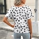 thumbnail image 4 of Puntoco Blusas cortas de liquidación para mujer, blusa informal de manga corta con cuello en V y estampado para mujer, 4 of 5