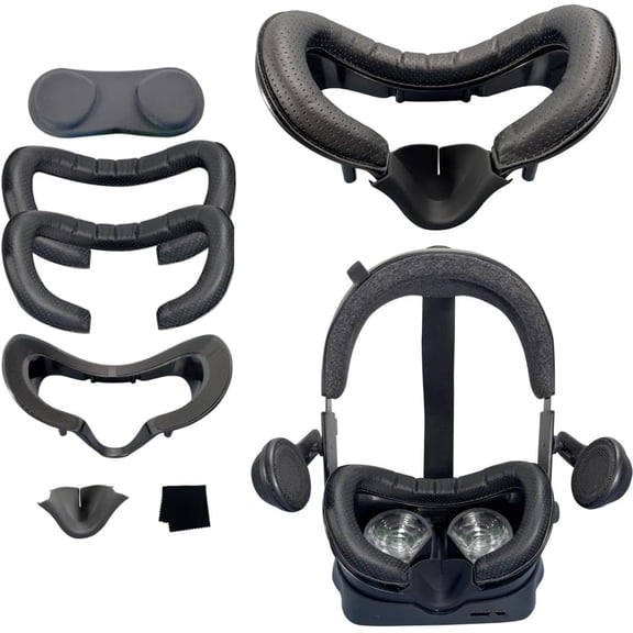Kothab VR Face Pad for Valve Index Headset Accessories, Magnetic Facial Interface Bracket & PU Leather Foam Face Cover Pad Replacement & Silicone Nose Pad & Protective Lens Cover (Six-Piece Set)