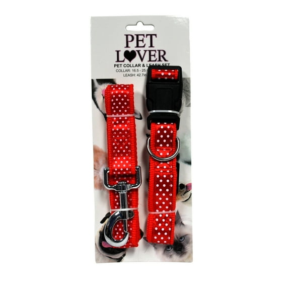 Pet Collar and Leash Set Red