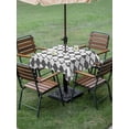 thumbnail image 3 of Vintage Bohemia Outdoor Tablecloth - 60x60 Inch Square Dining Table Cover, Abstract Geometric Art Simple Boho Dark Gray Waterproof Outdoor Table Cloth with Umbrella Hole & Zipper for Picnic/Patio, 3 of 7