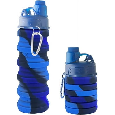 Collapsible Water Bottle For Travel, Reuseable Foldable Silicone Water Bottles For Sports And Hiking, Bpa Free,Lightweight And Portable.16 Oz (Blue)