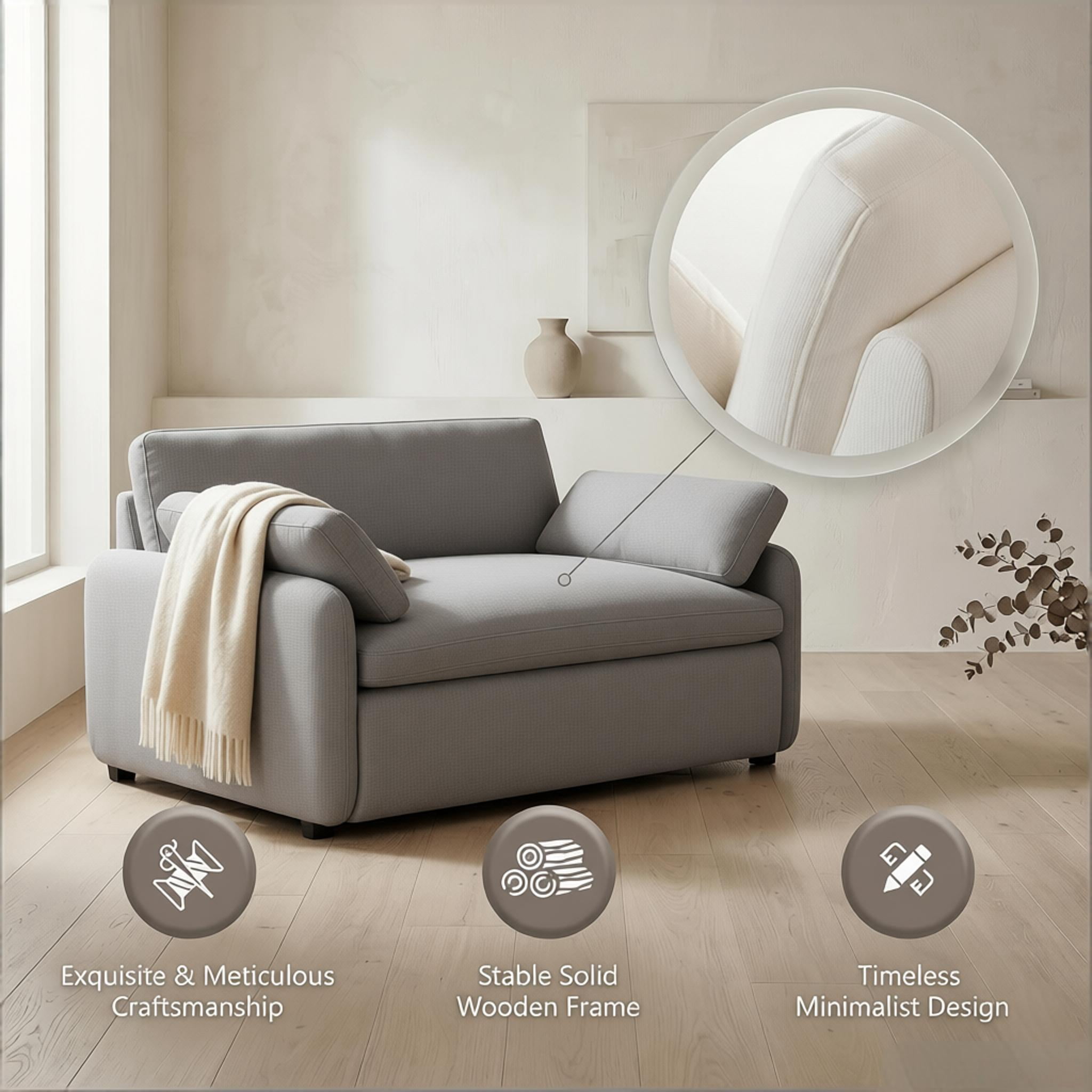 Howcool 50×43 Inch Oversized Chenille Accent Chair, Wide Deep Seat Comfy Armchair with Pillow for Living Room Apartment