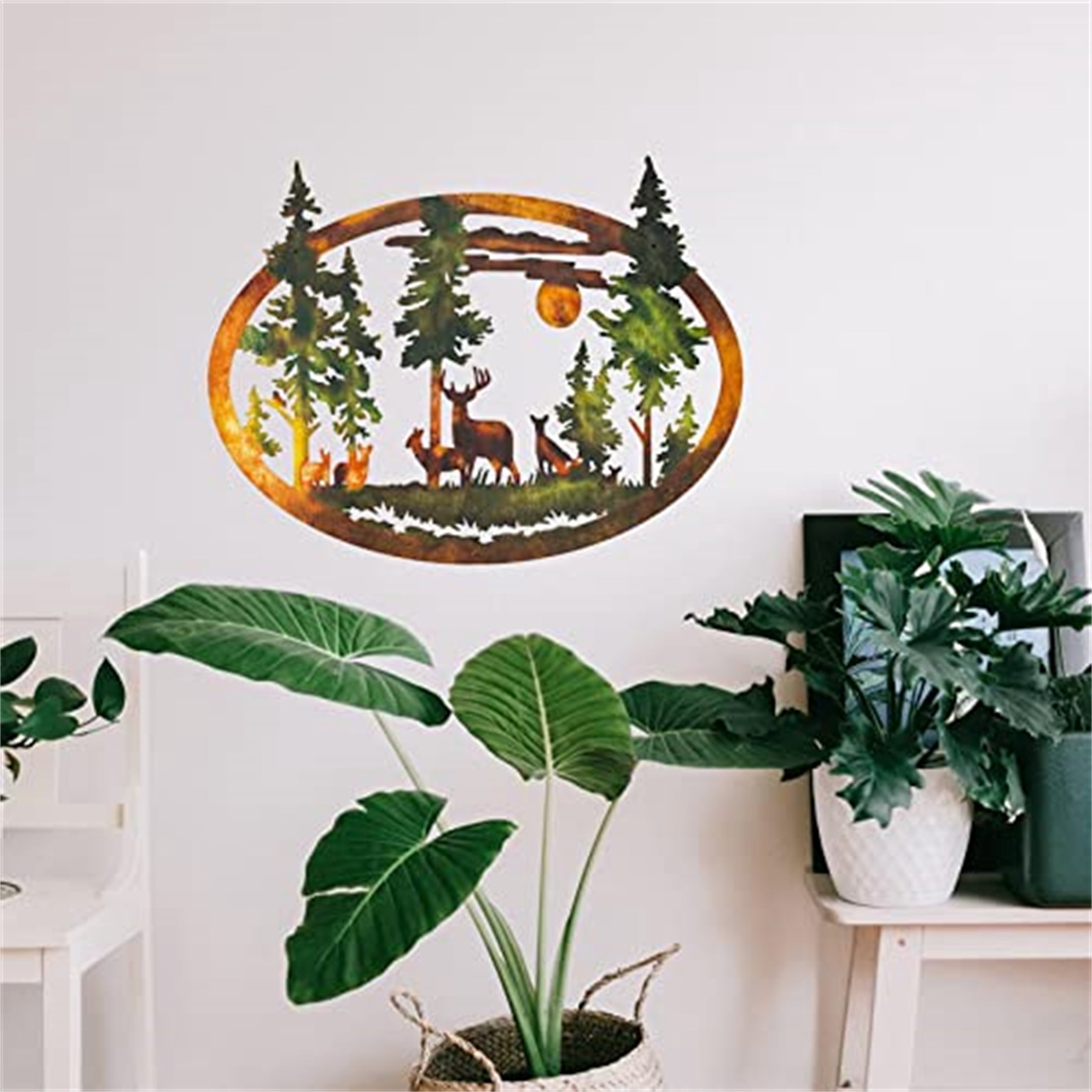 11.81in/14.96in Colorful Metal Art Deers/Bears Wall Decoration Home DecorChristmas Deer Bear Christmas Gift Scene Decoration Iron Crafts Ornaments Hangings