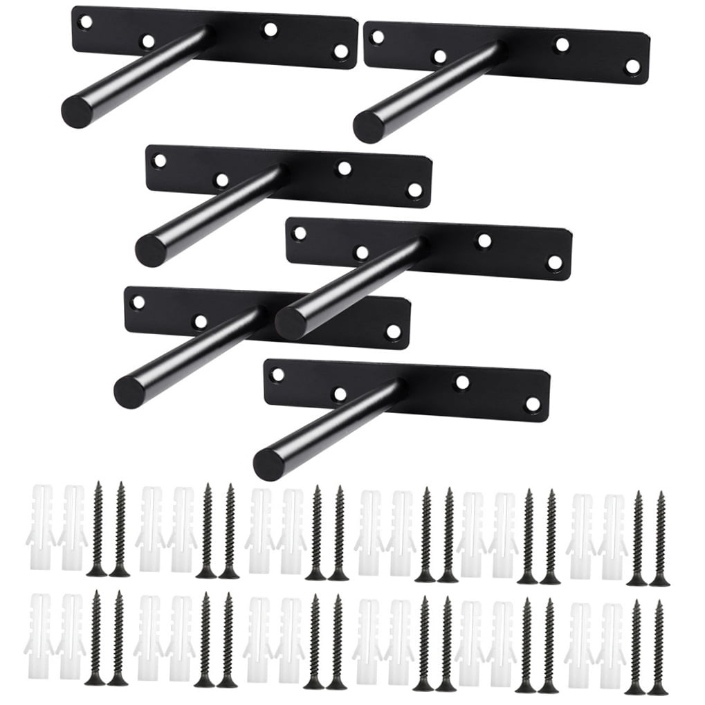 DECORNIJIA Bracket Black Steel 6Pcs Heavy Duty Floating Shelf Mount