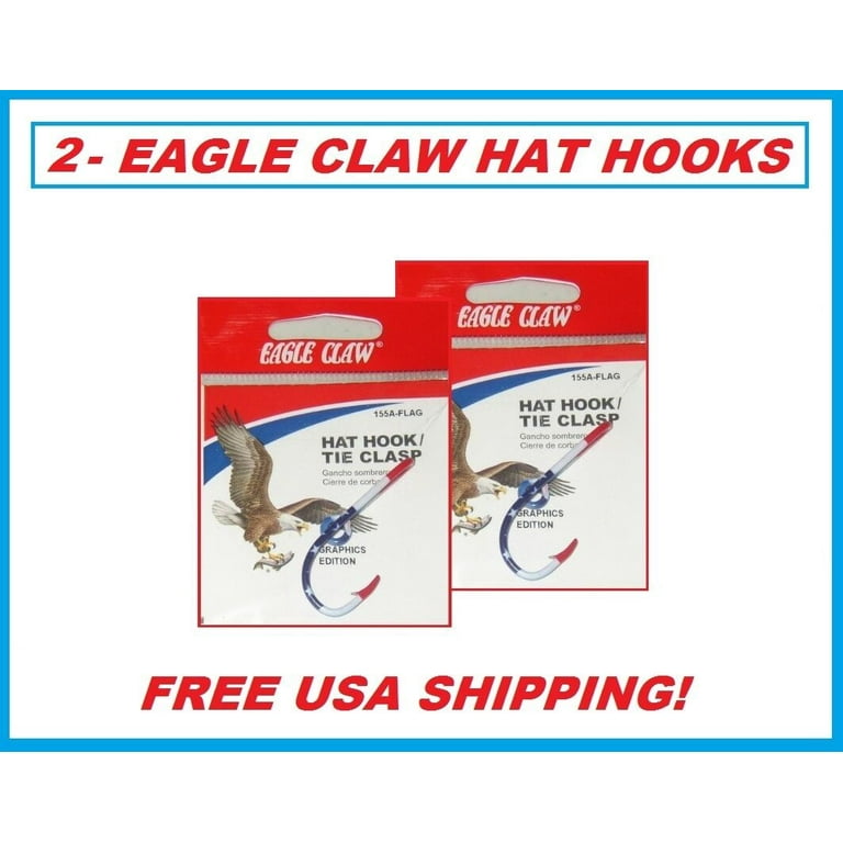 2 EAGLE CLAW FLAG HAT HOOKS NEW! Hat Pin/Tie Clasp #155A-FLAG FISH HOOK HAT  PIN 
