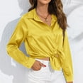 thumbnail image 3 of ZyeKqe Satin Blouses for Women Button down Long Sleeve Shirts Collared Casual Work Office Blouse Shirt Tops, 3 of 8