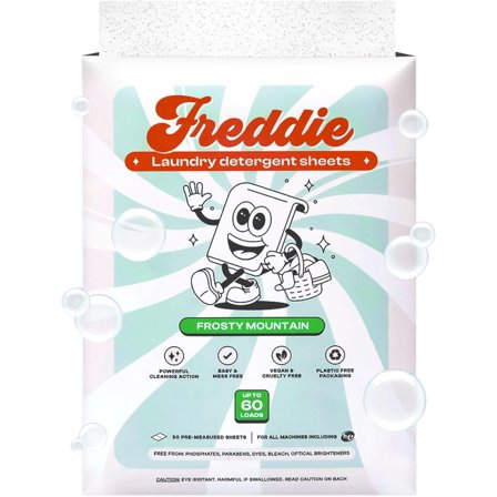 Laundry Detergent Sheets - Recyclable Packaging - No Mess Strips - 60 Loads - Crisp Frosty Mountain Scent