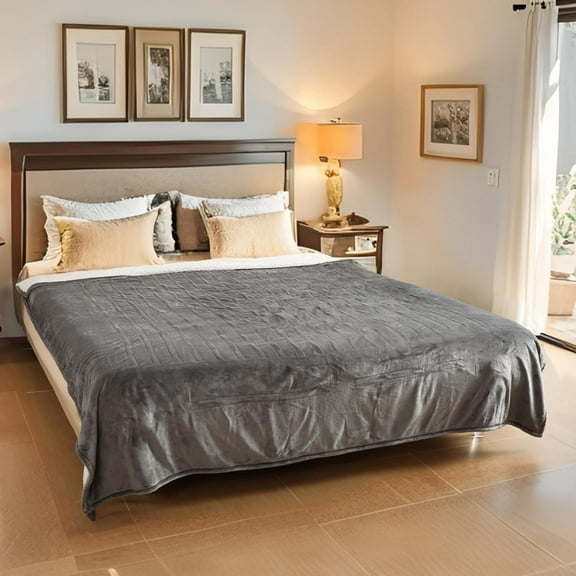 Electric Heated Blanket Full Size - 72"x84", Soft Flannel Heating Blanket, 10 Heating Levels, 1-12 H Auto Shut Off, Breathable Warm and Washable for Bed, Light Grey