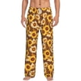 thumbnail image 2 of Lsque Brown Wood Grain Sunflower B Print Men's Pajama Pants, Lounge Pant - Comfortable Home Wear,Elastic Waistband, Stylish Design-Medium, 2 of 9