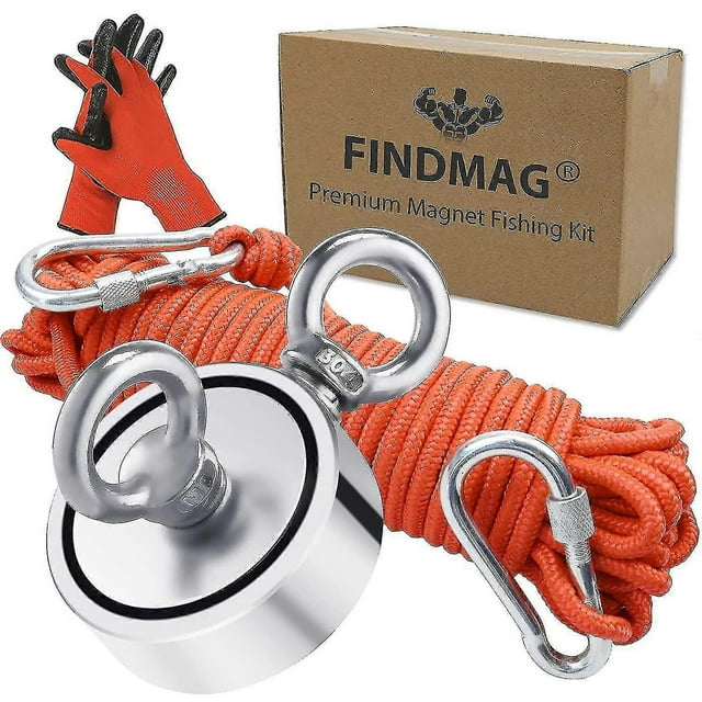 Aespa Magnetic Fishing Set, 300kg Strong Pulling Force Fishing Magnet, Neodymium Round Magnet Fishing With Double-sided Rings, For Retrieving In The R