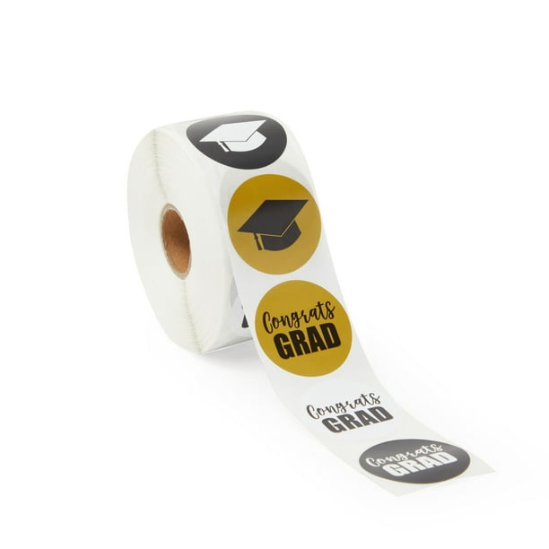 1000 Count Graduation Stickers, 1.5 inches Self-adhesive Labels Roll with 8 Designs Featuring Graduation Caps and Diplomas for Party Favors, ...
