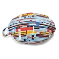 thumbnail image 1 of Modern Round Floor Cushion with Handle, Colorful Demonstration of Digital Stripes Graphic Effects and Geometric Motifs, Decorative Pillow for Living Room & Dorms, 18" Round, Multicolor, by Ambesonne, 1 of 4