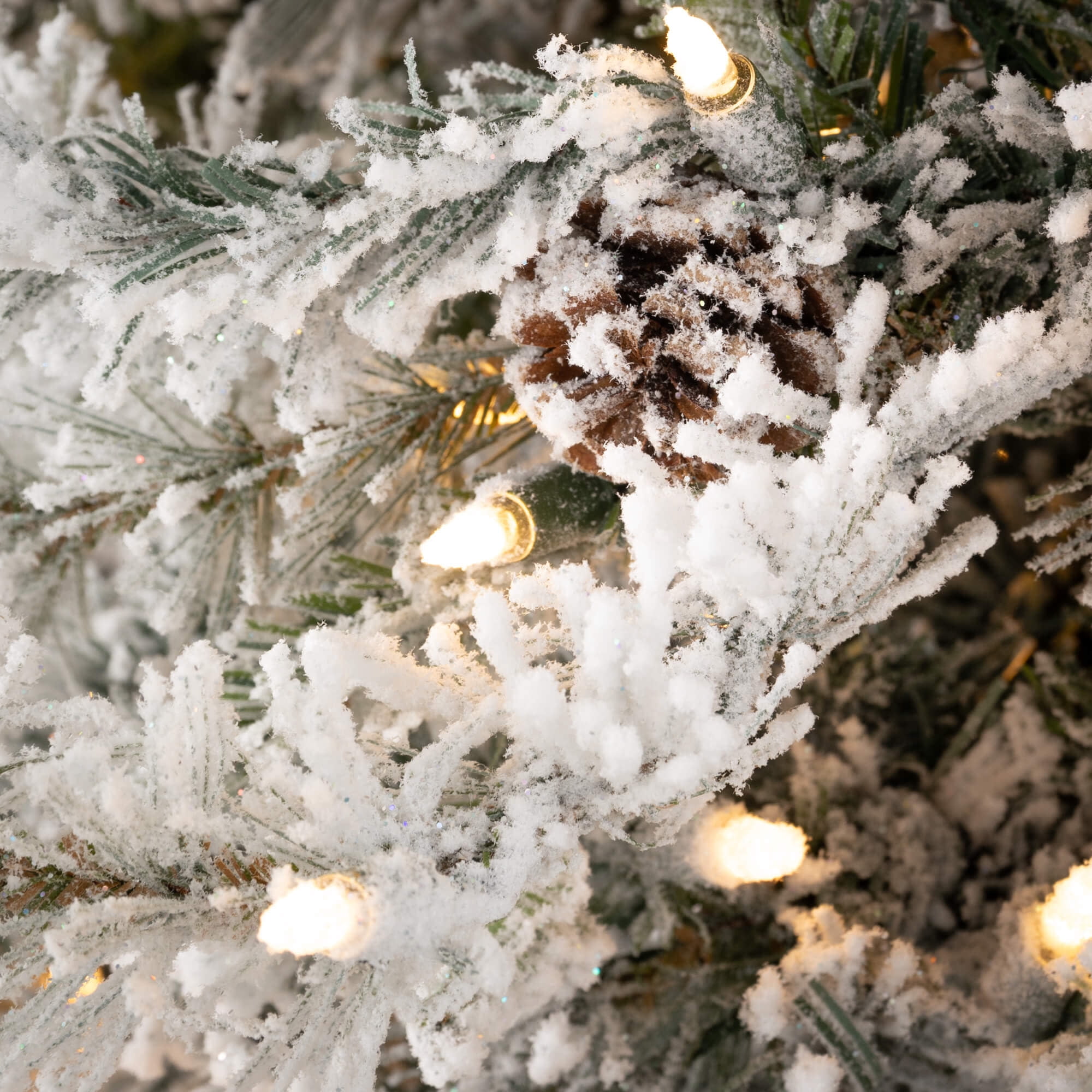 9 ft. Sullivans Artificial Lightly Flocked Pre-Lit Christmas Tree, Green-White