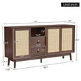 thumbnail image 2 of Rattan Sideboard with Sliding Doors - 61" Storage Cabinet - Modern Rustic Style, 2 of 8
