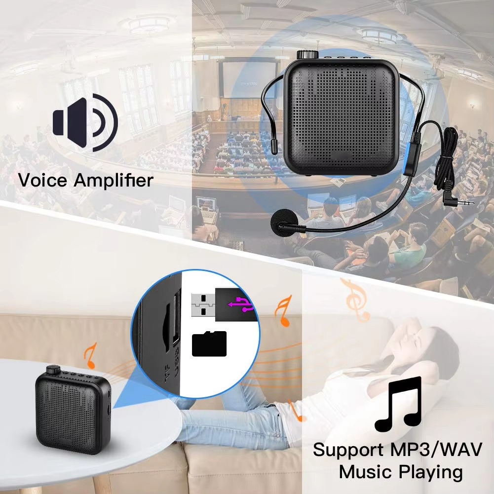 Portable Voice Amplifier Mini Audio Speaker with Microphone Rechargeable Ultralight Loudspeaker for Teachers