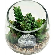 Mainstays 4.7" Artificial Succulents Plants Clear Glass Terrarium