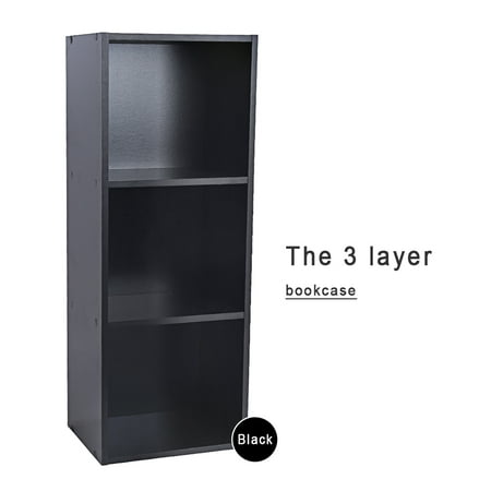 Hurrise Wooden Bookcase Narrow 3 Tiers Bookshelf Black Walmart Com