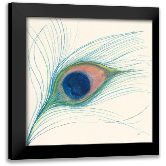 Thomas, Miranda 12x12 Black Modern Framed Museum Art Print Titled - Peacock Feather I