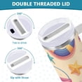 thumbnail image 3 of Yayeee 40oz Stainless Steel Tumbler with Straw and Handle Double-Wall Insulated Travel Water Bottle, Blue Beach Toys Pattern, 3 of 8