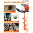 thumbnail image 6 of 72CC Gas Powered Post Hole Digger, 2-Stroke Earth Auger Drill with 6" & 10" Auger Bits + 1 Extension Bar, Heavy Duty Petrol Hole Borer for Fence Post Digging, Tree Planting, Garden Lawn, 6 of 9