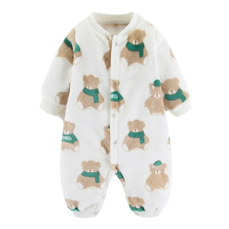 

Colisha Infant Cute Travel Onesies Peach Heart Printed Polka Dot Fleece Romper Loose Animal Print Jumpsuit Scarf Bear 80cm