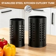 thumbnail image 5 of 2Pcs Stainless Steel Kitchen Utensil Holder, Large Cooking Utensil Crocks for Kitchen Counter, Kitchen Utensil Drying Cylinder, Cooking Utensil Organizer for Spatula, Spoon, 5 of 7