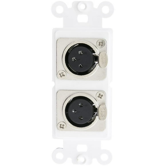 ACL Decora Double XLR Femelle à Souder Type Plaque Murale Insert, Blanc, 1 Pack