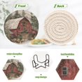 thumbnail image 3 of 6 Pcs Drink Coasters with Holder 3.94in Woven Coasters for Drinks Old Red Barn Coaster Set for Protection Table, 3 of 7
