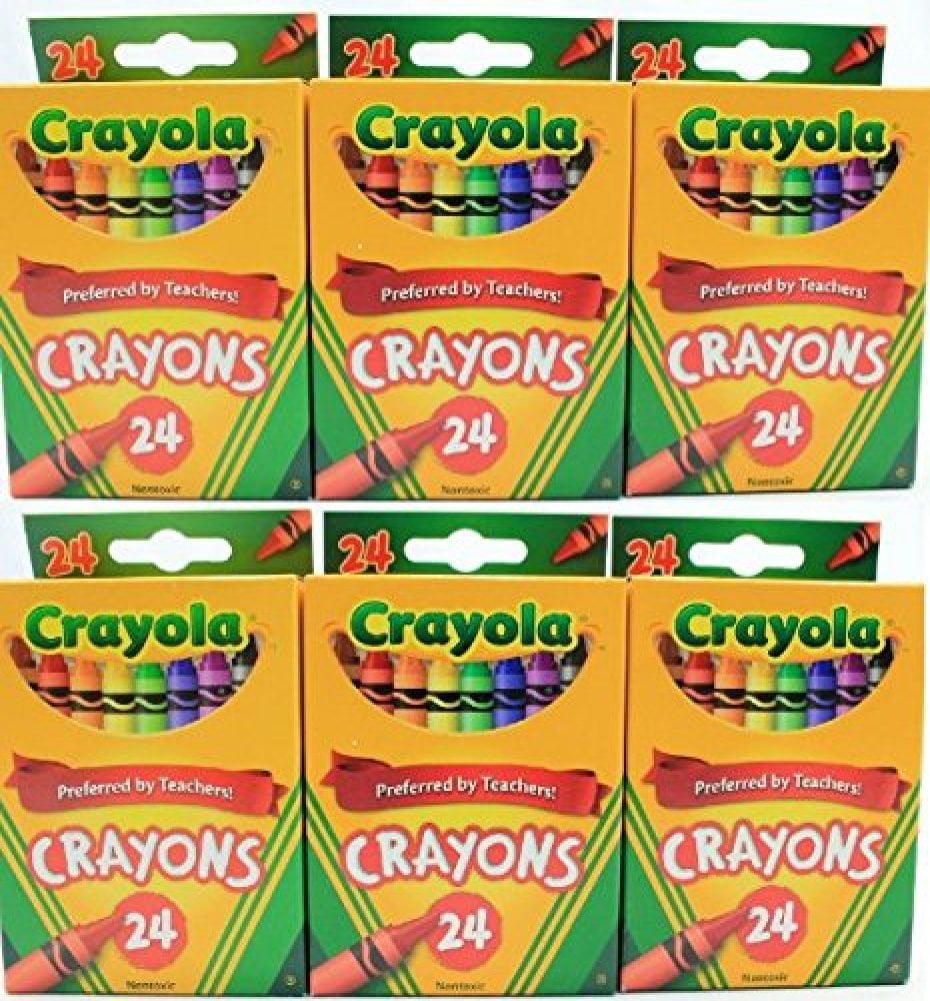 Crayola 24 Count Box of Crayons Non-Toxic Color Coloring School Supplies (6 Packs)