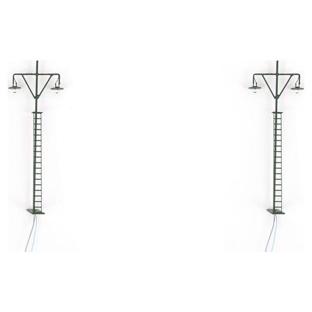 Toystoory Modelo de luz de vía férrea, modos blancos cálidos, manualidades, Mini poste de luz LED, escala 1: 87 yardas, lámpara de pista Verde (luz cálida) 2Conjunto