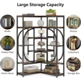 thumbnail image 5 of Tribesigns 7-Shelf Corner Bookshelf, Large Modern Corner Bookcase, Tall Corner Shelf Stand with Storage, L-Shaped Display Rack with Metal Frame for Living Room Home Office (Rustic Brown), 5 of 8