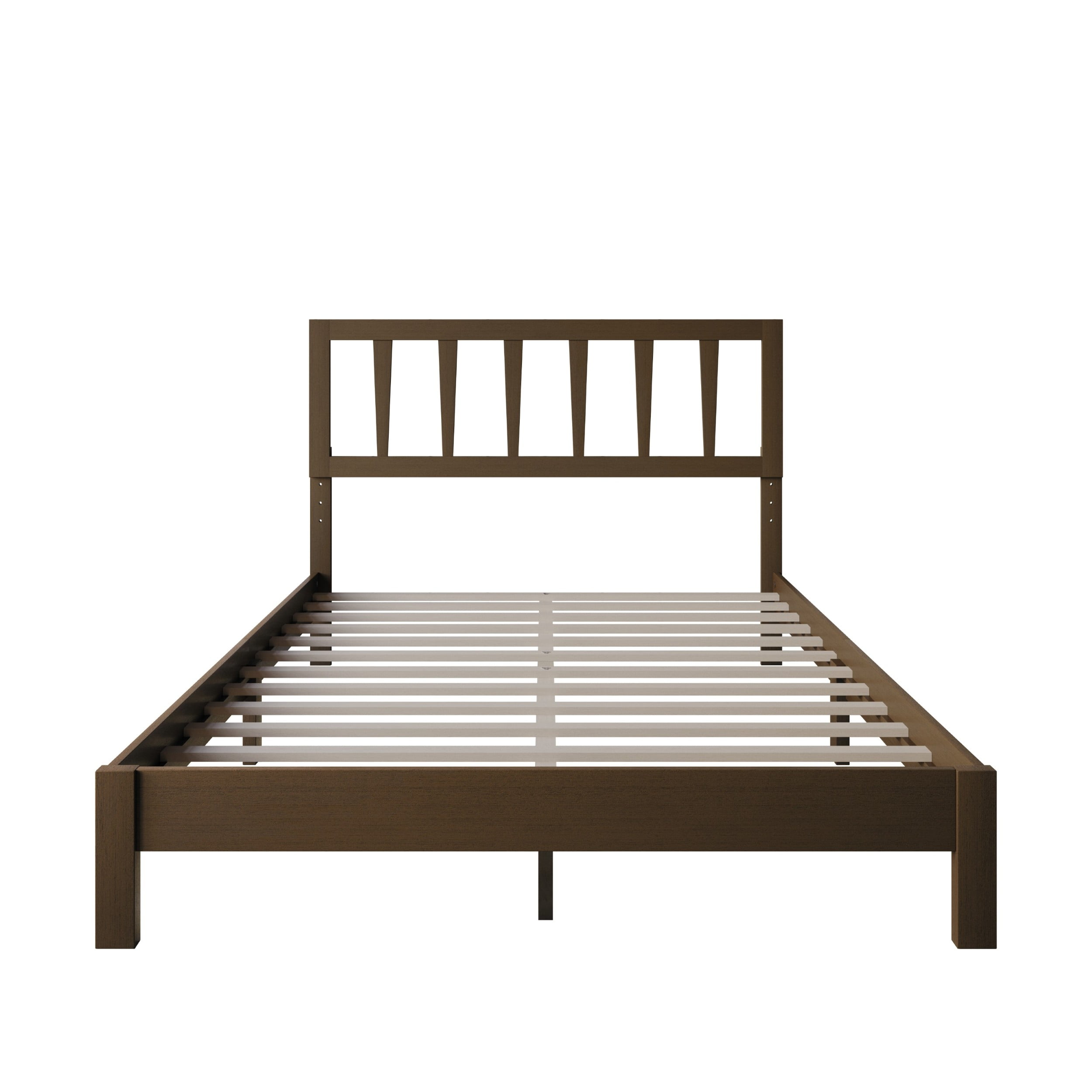 Home Design Elmira King Wood Platform Bed with Adjustable Height Headboard & Durable Wood Construction, Brown, Easy Assembly