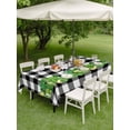 thumbnail image 3 of Outdoor Tablecloth with Umbrella Hole and Zipper, St. Patrick's Day Rectangle Table Cloth 54x80 Inch Waterproof Tablecloth, Lucky Shamrock Grasses Black White Plaid Picnic Table Cover for Patio, 3 of 7