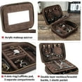 thumbnail image 5 of Hiram Leather Travel Jewelry Case  For Men Travel Jewelry Organizer Box Gift For Men Women With Mirror, Coffee, 5 of 8