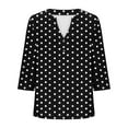 thumbnail image 5 of Viluyesy Plus Size 3/4 Sleeves T-Shirt Women V-Neck Button Shirt Tops Comfortable Fashionable Relaxed Button Loose Blouse Black Size L, 5 of 5
