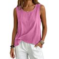 thumbnail image 6 of Oversized Linen Tank Tops for Women 2026 Summer Casual Comfy Sleeveless Linen Shirts Loose Lightweight Gauze Blouses, L, 6 of 7