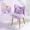 thumbnail image 5 of Ktaxon Vanity Makeup Chair with Butterfly Backrest Comfy Accent Chair Small Office Chair for Living Dining Room Bedroom Home Office Faux Rabbit Hair Purple, 5 of 9