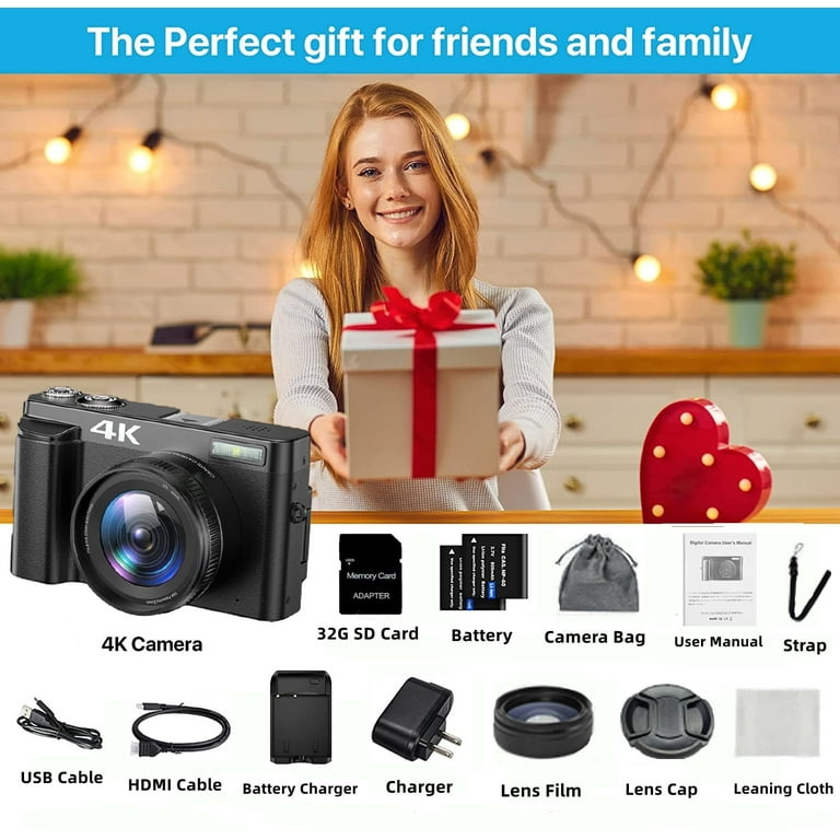 ACTITOP デジタルビデオカメラ 4K HDR 48MP ACTITOP 4K Vlogging Camera, Autofocus, 48MP, 16x Digital