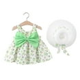 thumbnail image 2 of LYMAYTER 2PCS Baby Newborn Girls Bow-Tie Dresses with Matching Hat Infant Sleeveless Halter Strap Princess Dress Beach Tutu Sundress Skirt for 6M-3T, 2 of 11
